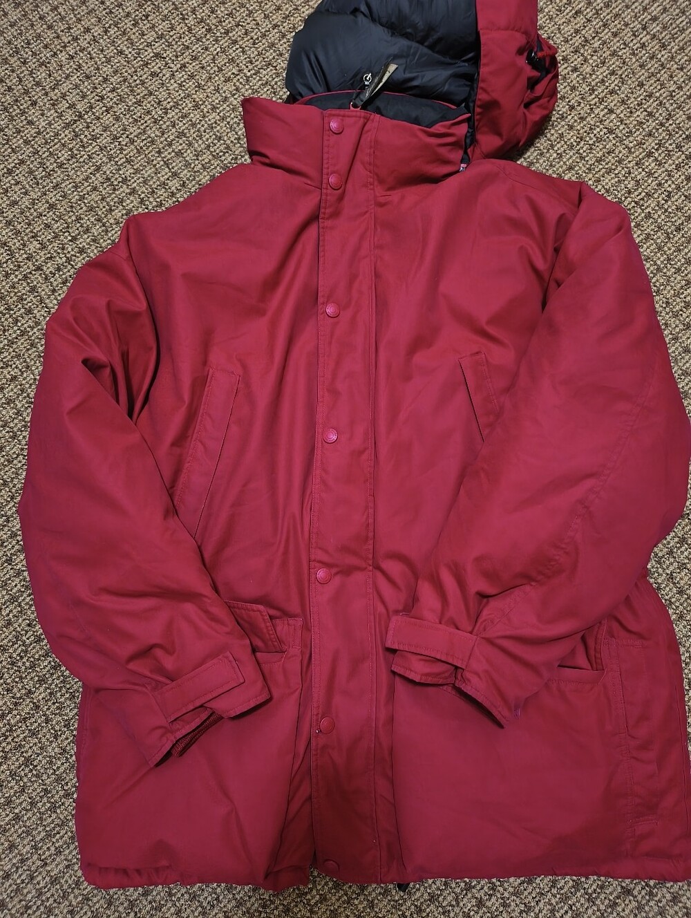 Eddie Bauer Goose Down Hooded Parka Red Menโs XL